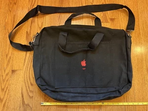 Apple Vintage Logo Canvas Briefcase Black Employee Laptop Tote Apps Bag 90s - Picture 1 of 16
