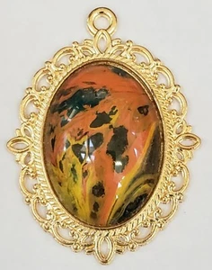 Collar Acrílico Vertido Pintado Colgante Usable Arte Acabado Oro Rosa - Imagen 1 de 4