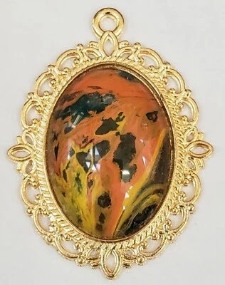 Collar Acrílico Vertido Pintado Colgante Usable Arte Acabado Oro Rosa Foto 1 de 4