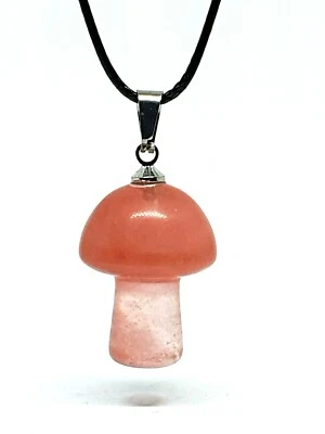 Collar colgante de setas de cristal de cuarzo cereza piedras preciosas joyería espiritual Foto 1 de 4