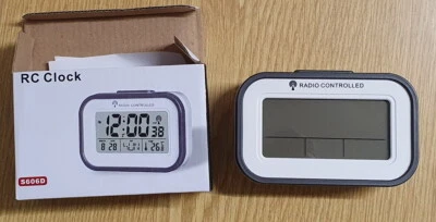 RC Clock Radio Controlled Funkwecker Type: S606D weiß-grau großes Display - Bild 1 von 2