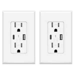 Salida USB C PD 24W entrega de energía, 15 amperios, 4,8A, receptáculo en pared, paquete de 2 - Imagen 1 de 7