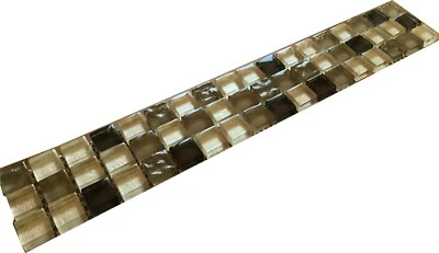 Amber Beige Chrome Mix Plain / Hammered Glass Mosaic Borders  Foto 1 de 2