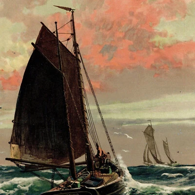 Hermann de Bruycker Marine Paysage marin Bateau - Chromotypie C1910 - Photo 1/3