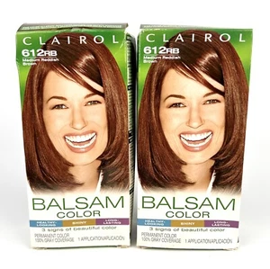 2x Clairol Balsam MEDIUM REDDISH BROWN 612RB Hair Color Permanent Dye Boxes New - Picture 1 of 5