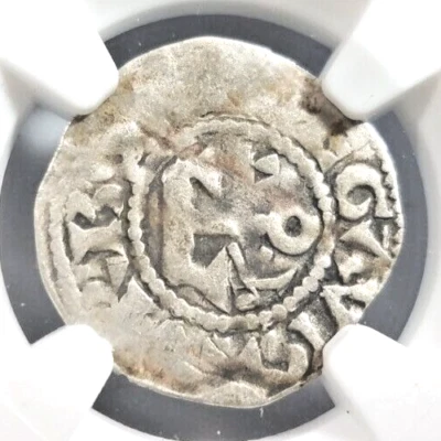 Gien Geoffrey Anjou NGC VF20 Francia Denier Plata Caballero Templario Cruzado Cruz Foto 1 de 4
