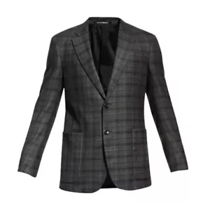 Emporio Armani Men's G-Line Deco Plaid Wool Blend Sport Coat Size 40R - Picture 1 of 20