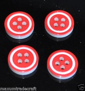 50pcs Rojo Redondo 4 Agujeros Resina Botones aprox 12mm - Imagen 1 de 2