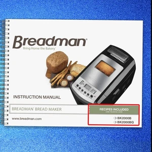 BREADMAN BK2000B BK2000BQ Bread Maker Instruction Manual - COIL FIXED - COVERS - Picture 1 of 8