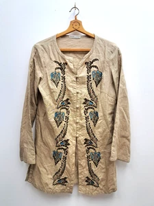 Laura Ashley Size 12 Linen Tunic Embroidered Beige - Picture 1 of 10