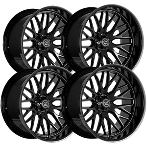 (Set of 4) Artem Off-Road A206 Novus 24x12 8x180 -44mm Gloss Black Wheels Rims - Picture 1 of 9