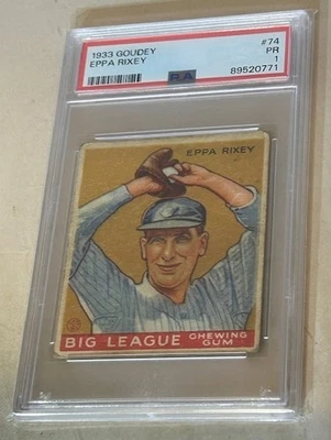 1933 GOUDEY #74 EPPA RIXEY PSA PR 1 CINCINNATI REDS BASEBALL CARD. - Image 1 of 2