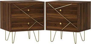 Bedside Cabinets x 2 Bedroom Table Set Pair with Drawers Nightstand Storage Unit - Picture 1 of 9