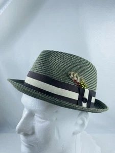 JAXON Toyo Straw Hat Fedora - Small - Green - Picture 1 of 15