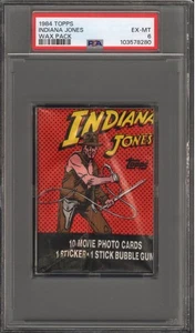 1984 Topps Indiana Jones Sealed Wax Pack 10 Cards PSA 6 EX-MT - Picture 1 of 2