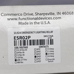 Functional Devices-Rib ESRO2P Enclosed Pre-Wired Relay,20A@300Vac,DPDT New - Picture 1 of 11