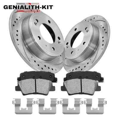 Rear Brake Rotors + Ceramic Pads for Hyundai Elantra GT Veloster Kia Forte Koup Foto 1 de 4