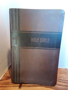 Holy Bible NIV Brown Italian Duo-Tone Biblica Zondervan Red Letter - Picture 1 of 12