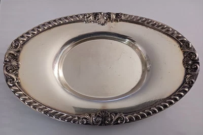 $$DROP EPCA Bristol by Poole 25 piatto ovale placcato argento piattino bigiotteria 9" vintage - Immagine 1 di 4