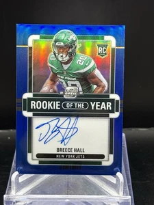 Breece Hall - 2022 Contenders Optic - Rookie of the Year Auto - Blue /60 - Jets - Picture 1 of 2