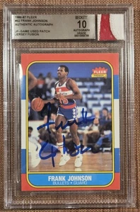 Tarjeta de baloncesto Fleer #52 1986 Frank Johnson Bullets novato BGS automática 10 RPA RC - Imagen 1 de 3