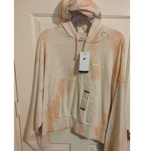 Nike Womens Hoodie Oversized Tie Dye Look Pink Cream Large NWT - Picture 1 of 5