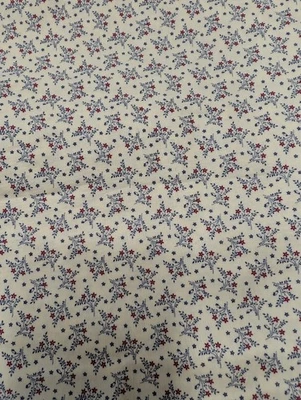 Tela acolchada de algodón con estampado Cranston funciona azul rojo y marfil 1,9 yardas x 44 pulgadas Foto 1 de 3