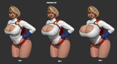 Artist Proof Commission Super Hero Power Girl, Super Girl DC Fan Art Sculpture - Image 1 of 4