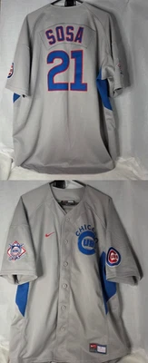 Camiseta deportiva vintage Nike Chicago Cubs MLB Sammy Sosa 21 con botones para hombre gris grande Foto 1 de 4