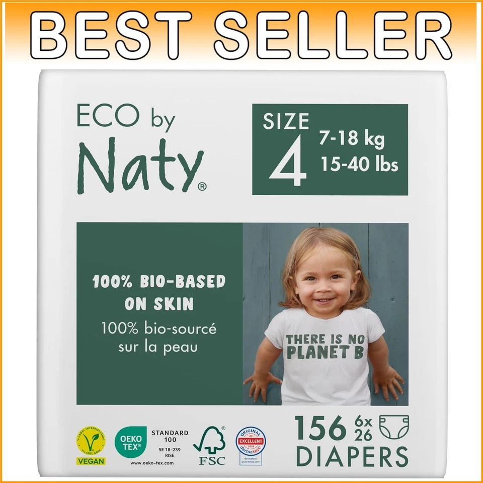 Soft and Absorbent Plant-Based Diapers for Sensitive Infants - Size 4, 156 Count - Image 1 of 4