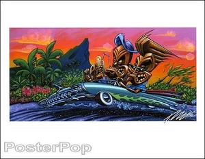 Pizz Weekend Gods handsigniert Giclee Druck Tiki Getränk Hotrod Hawaii Gemälde  - Bild 1 von 1