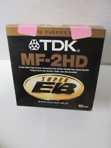 TDK MF-2HD Super EB 3 1/2" disks. Full Box. DS / HD. Super Electron Beam. Micro