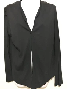Suéter Cárdigan Eileen Fisher M Negro Rayón 1 Botón Cuello en V - Imagen 1 de 5