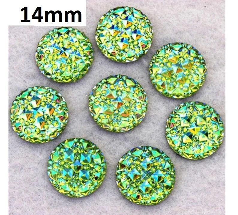 10 piezas Cabujones Adorno Resina Druzy Verde Multicolor AB – 14mm – Brillo Foto 1 de 1