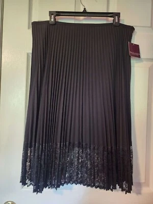 Size 18 Apostrophe Stretch A-Line Black Accordion Pleated Skirt New With Tag NWT - Image 1 of 4