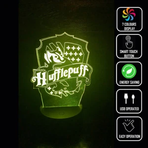 HUFFLEPUFF HP HARRY POTTER 3D Acrylic LED 7 Colour Night Light Touch Table Lamp - Picture 1 of 2