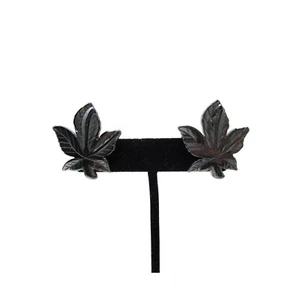 De Colección Par de Pendientes Hoja Maceta Marihuana Piedra Hematita Unisex 420 Joyería - Imagen 1 de 6