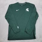 Michigan State Spartan Shirt Men Medium Green Sport Team Crew Long Sleeve Adult*