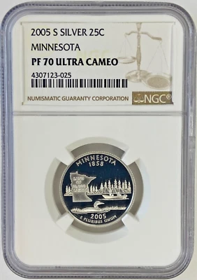 2005-S Minnesota Silver Quarter NGC PF70 Ultra Cameo - Image 1 of 2