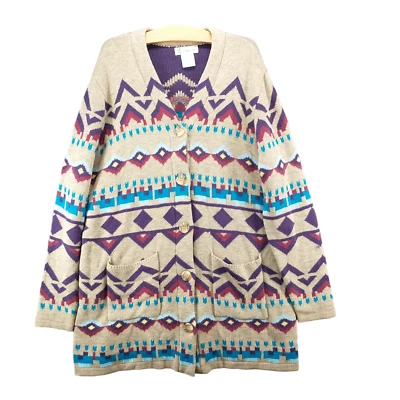 Cárdigan tejido Maggie Sweet para mujer con botones delanteros suéter multi XL bolsillos aztecas Foto 1 de 4
