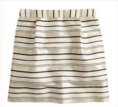 J.crew Metallic Gold Cream Blue STRIPE MINI SKIRT Hi Rise Size 2 New 08174 - Image 1 of 4