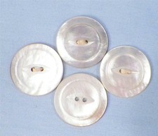 4 Mother of Pearl Buttons White Shell Vintage 2 Holes Historical Clothing #45