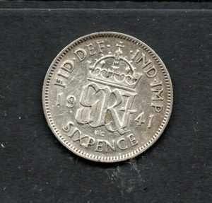 1941 GREAT BRITAIN GEORGE VI SIXPENCE - Picture 1 of 2