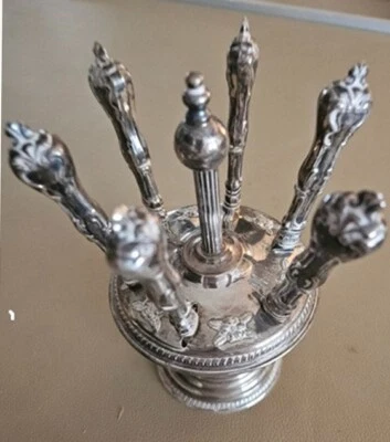 AMBASSADOR-SHEFFIELD 6 FRUIT KNIVES,  ALL STERLING (HOLDER, HANDLES) but BLA DES - Image 1 of 4