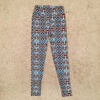 LuLaRoe Leggings One Size OS Blue Red Geometric NWOT - Image 1 of 4
