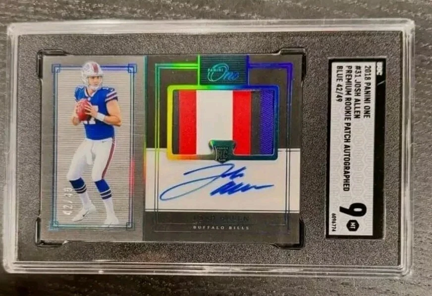 2018 Panini One Blue Josh Allen RC Rookie Premium Rookie Patch Auto Blue RPA /49 - Image 1 of 2
