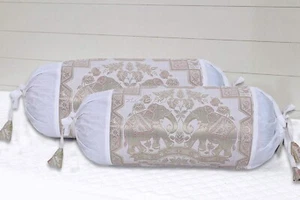 Brocade Jacquard Bolster Cover Cylinder Pillows For Neck Hippie Gypsy Home Decor - Picture 1 of 7