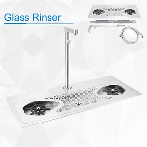 Automatic Glass Rinser Pitch Cup Cleaner W/Push Type Faucet Multi Angle Nozzle - Picture 1 of 17