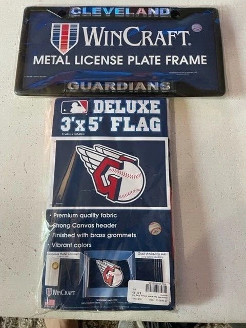Cleveland Guardians License Plate Cover and MLB Flag 3x5 combo Baseball set - Image 1 of 1
