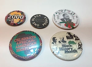 Vintage Black History Month, MLK - und andere verschiedene Metall Pinbacks - 5 Stück - Bild 1 von 21